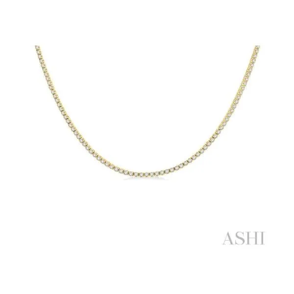Yellow Gold Diamond Tennis Necklace, 7Cttw, 16\