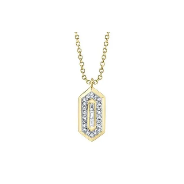 Shy Creation Yellow Gold Diamond Baguette Necklace