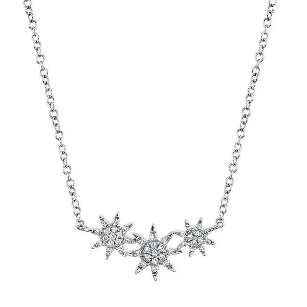 Shy Creation White Gold And Diamond Stars Necklace SVS Fine Jewelry Oceanside, NY