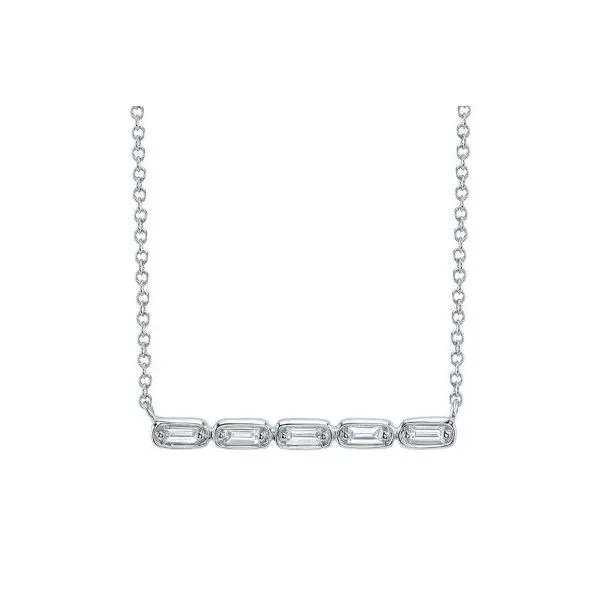 Shy Creation White Gold Diamond Baguette Necklace