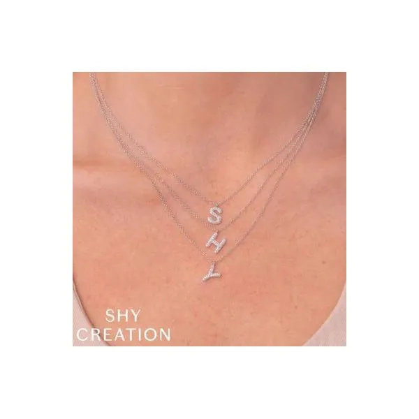 Shy Creation Yellow Gold Diamond Initial S Necklace