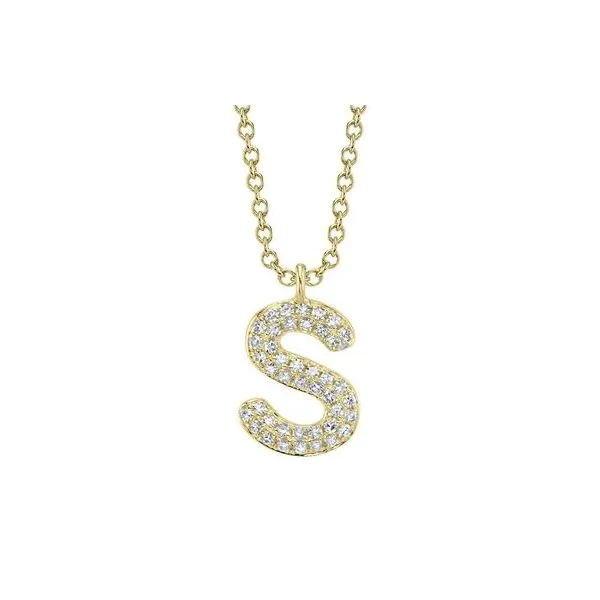 Shy Creation Yellow Gold Diamond Initial S Necklace