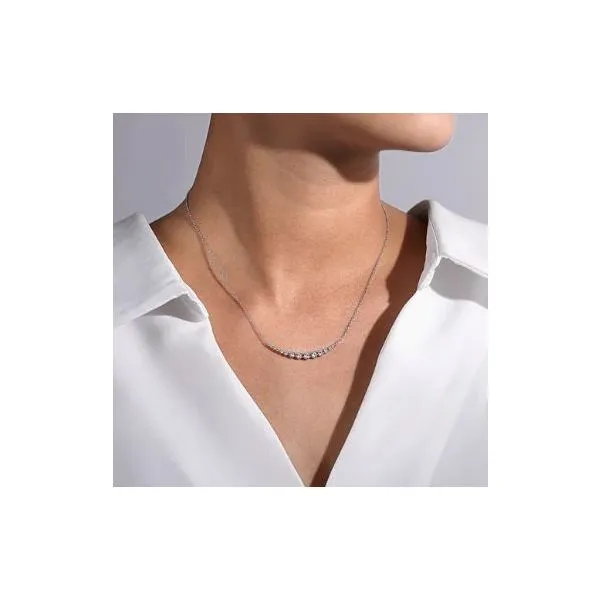 Gabriel & Co. Lusso White Gold Diamond Bar Necklace