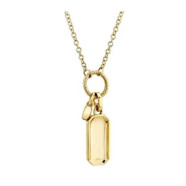 Shy Creation Yellow Gold And Diamond Dog Tag Necklace
