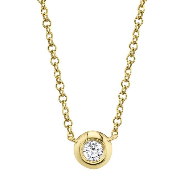 Shy Creation Yellow Gold And Diamond Bezel Necklace