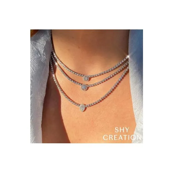 Shy Creation White Gold Diamond Pear Necklace Image 2 SVS Fine Jewelry Oceanside, NY