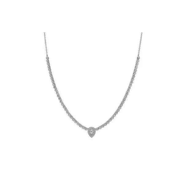 Shy Creation White Gold Diamond Pear Necklace SVS Fine Jewelry Oceanside, NY