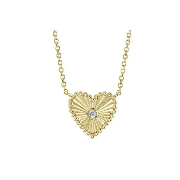 Shy Creation Yellow Gold Diamond Heart Necklace SVS Fine Jewelry Oceanside, NY