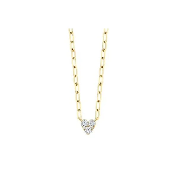 Shy Creation Yellow Gold Heart Paper Clip Link Necklace SVS Fine Jewelry Oceanside, NY