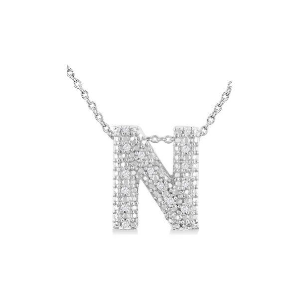 Sterling Silver Bubble 'N' Initial Diamond Pendant SVS Fine Jewelry Oceanside, NY