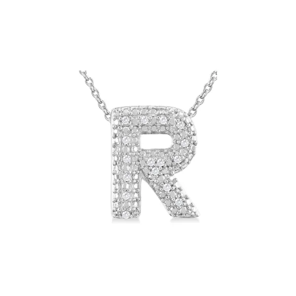 Sterling Silver Bubble 'R' Initial Diamond Pendant SVS Fine Jewelry Oceanside, NY