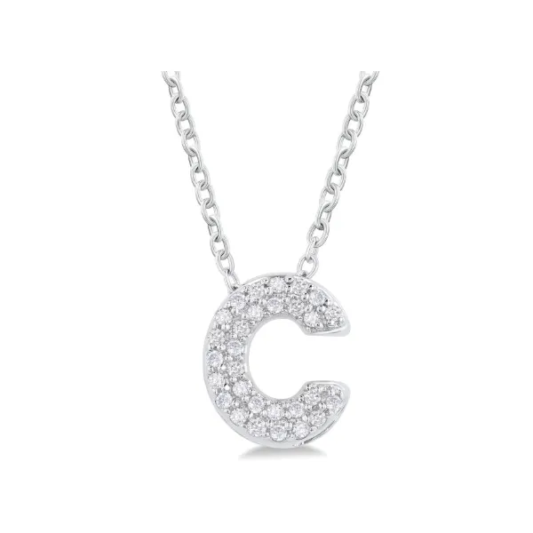 White Gold Bubble 'C' Initial Diamond Pendant SVS Fine Jewelry Oceanside, NY
