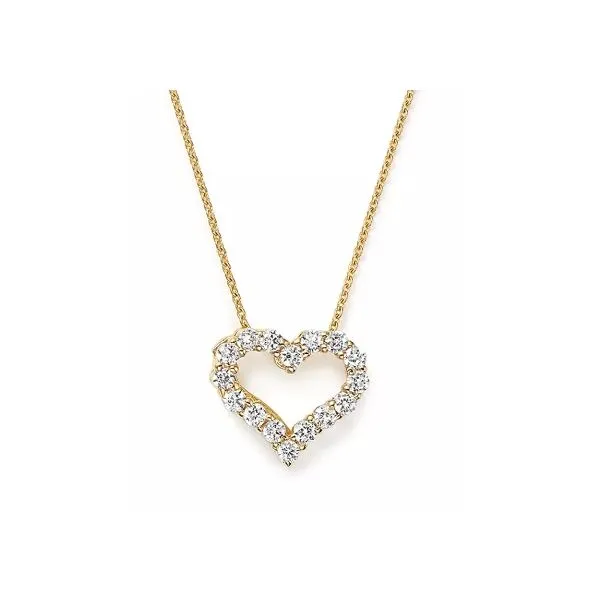Yellow Gold Diamond Heart Necklace, 1.50Cttw, 18