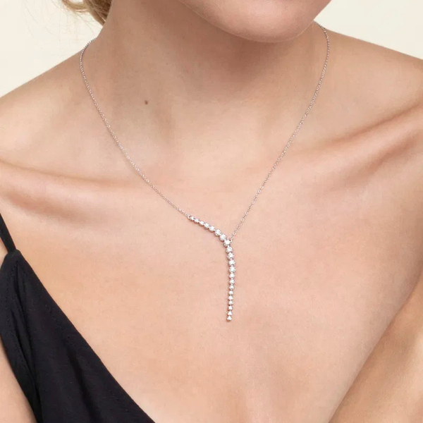 Gabriel & Co. Kaslique White Gold Diamond Y Necklace Image 3 SVS Fine Jewelry Oceanside, NY