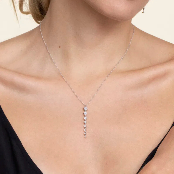 Gabriel & Co. White Gold Graduating Vertical Diamond Bar Necklace Image 3 SVS Fine Jewelry Oceanside, NY