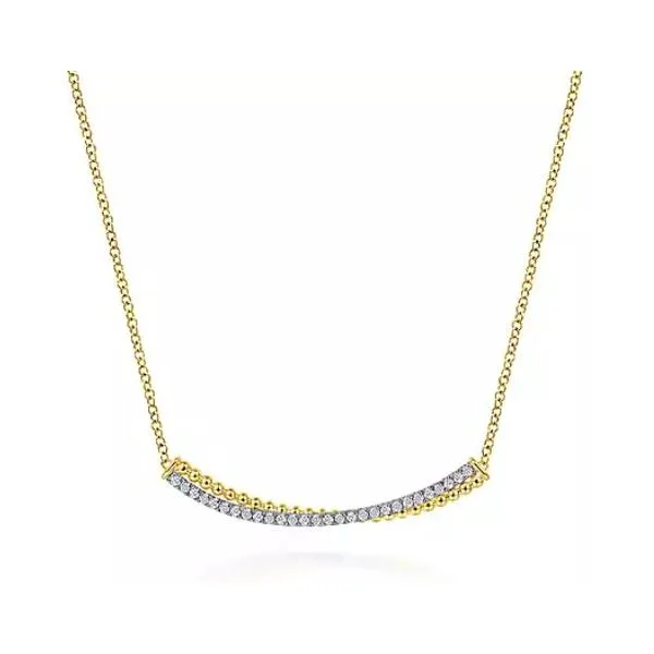 Gabriel & Co. Bujukan Yellow & White Gold Bar Necklace SVS Fine Jewelry Oceanside, NY