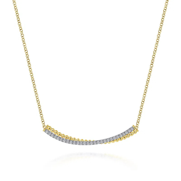 Gabriel & Co. Bujukan Yellow & White Gold Bar Necklace SVS Fine Jewelry Oceanside, NY