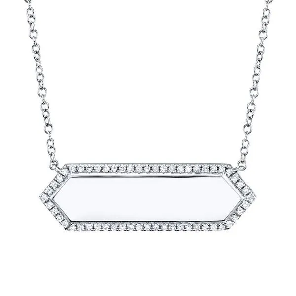 Shy Creation 14K White Gold and Diamond Bar Necklace SVS Fine Jewelry Oceanside, NY