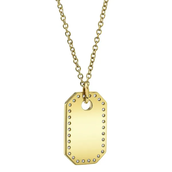 Shy Creation 14K Yellow Gold Diamond Dog Tag Necklace, 0.40cttw Image 5 SVS Fine Jewelry Oceanside, NY
