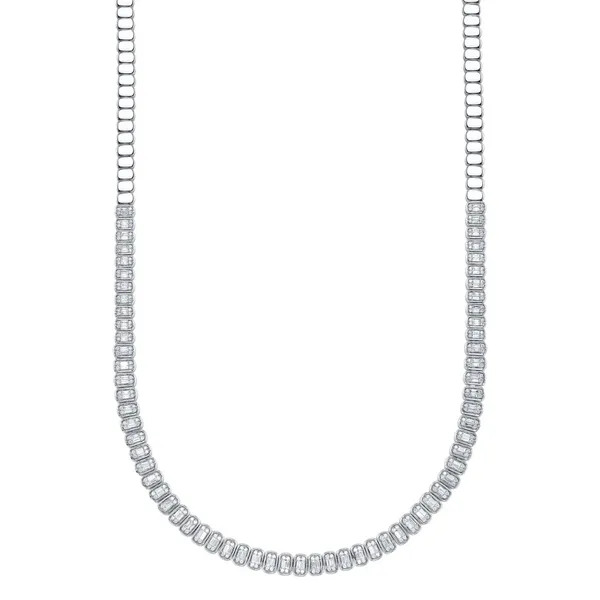 Shy Creation 14K White Gold Diamond Baguette Necklace, 3.07cttw Image 3 SVS Fine Jewelry Oceanside, NY