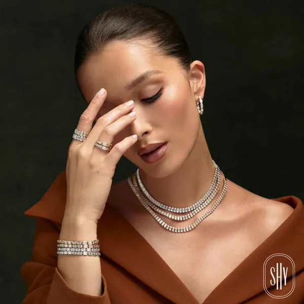 Shy Creation 14K White Gold Diamond Baguette Necklace, 3.07cttw Image 4 SVS Fine Jewelry Oceanside, NY