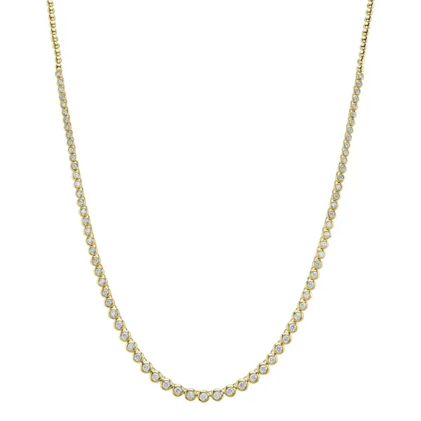Shy Creation 14K Yellow Gold Diamond Bezel Tennis Necklace, 2cttw Image 2 SVS Fine Jewelry Oceanside, NY