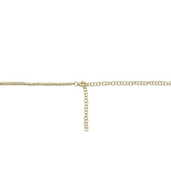 Shy Creation 14K Yellow Gold Diamond Bezel Tennis Necklace, 2cttw Image 4 SVS Fine Jewelry Oceanside, NY