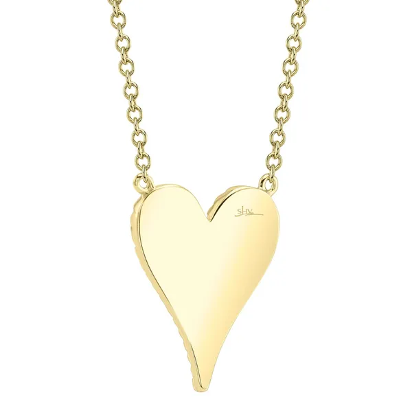 Shy Creation 14K Yellow Gold Diamond Heart Necklace, 0.11cttw Image 5 SVS Fine Jewelry Oceanside, NY