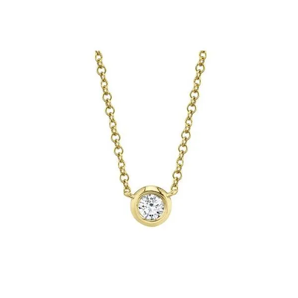 Shy Creation Yellow Gold Diamond Bezel Necklace SVS Fine Jewelry Oceanside, NY