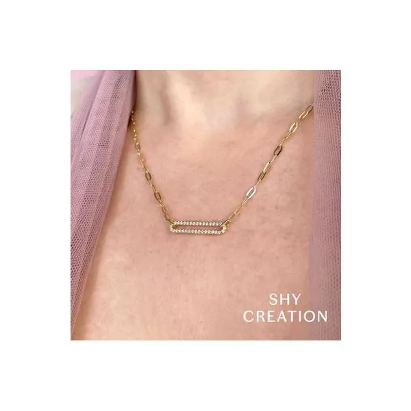 Shy Creation Yellow Gold And Diamond Necklace Image 2 SVS Fine Jewelry Oceanside, NY