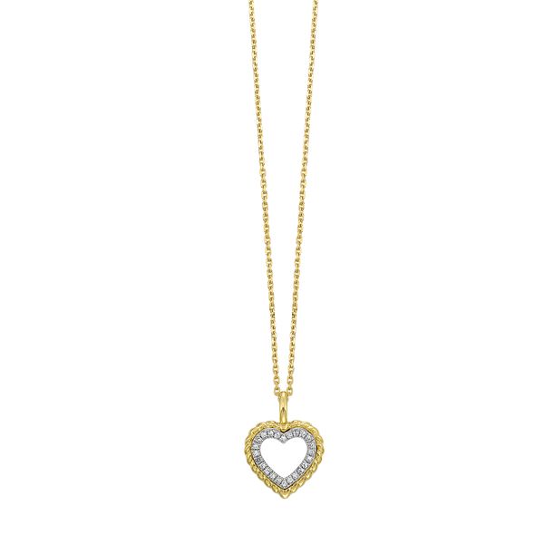 Yellow Gold Diamond Heart Pendant, 0.05Cttw, 18