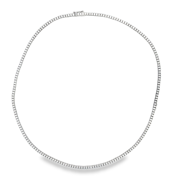 White Gold Diamond Tennis Necklace, 6.27Cttw, 18