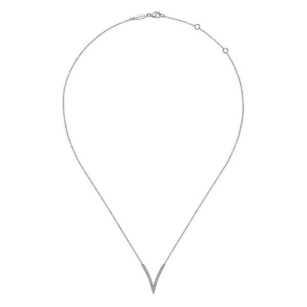 Gabriel & Co. Kaslique White Gold Diamond V Necklace Image 2 SVS Fine Jewelry Oceanside, NY