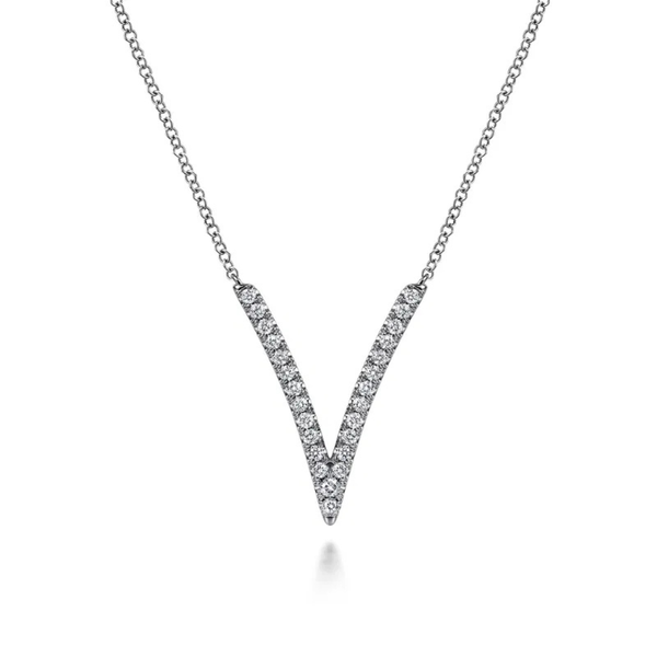 Gabriel & Co. Kaslique White Gold Diamond V Necklace SVS Fine Jewelry Oceanside, NY