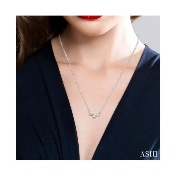 White Gold Three Stone Diamond Necklace, .75ctw Image 2 SVS Fine Jewelry Oceanside, NY