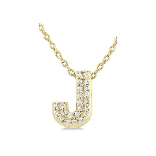 Yellow Gold Bubble 'J' Initial Diamond Pendant SVS Fine Jewelry Oceanside, NY