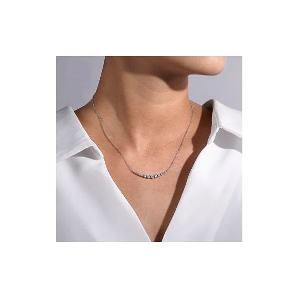 Gabriel & Co. Lusso White Gold Diamond Bar Necklace Image 2 SVS Fine Jewelry Oceanside, NY