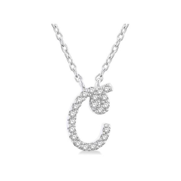White Gold Script 'C' Initial Diamond Pendant SVS Fine Jewelry Oceanside, NY