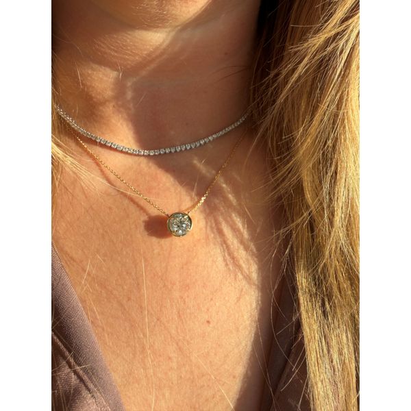 Yellow Gold Round Solitaire Necklace with 2.26ct RBC Image 3 SVS Fine Jewelry Oceanside, NY
