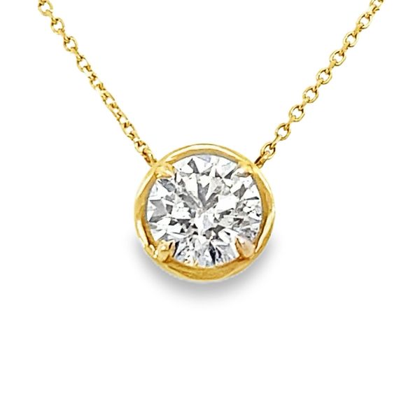 Yellow Gold Round Solitaire Necklace with 2.26ct RBC SVS Fine Jewelry Oceanside, NY