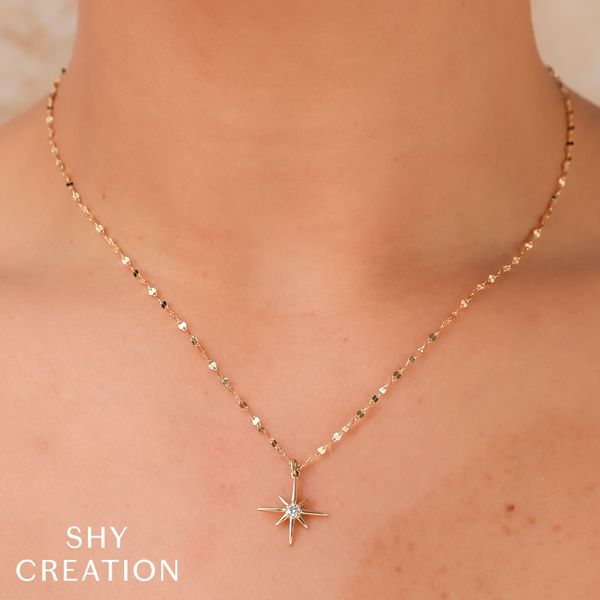 Shy Creation Yellow Gold And Diamond Necklace Image 2 SVS Fine Jewelry Oceanside, NY