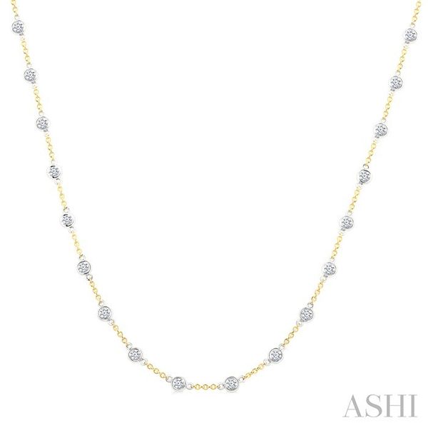Yellow & White Gold Diamond Station Necklace SVS Fine Jewelry Oceanside, NY