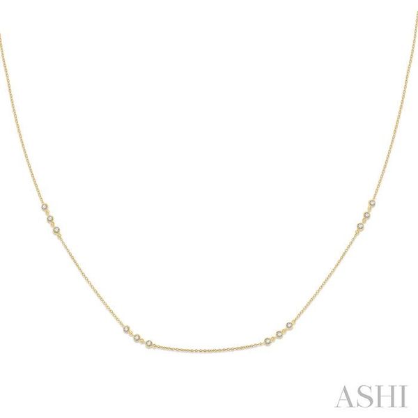 Yellow Gold 3 Stone Diamond Station Necklace SVS Fine Jewelry Oceanside, NY