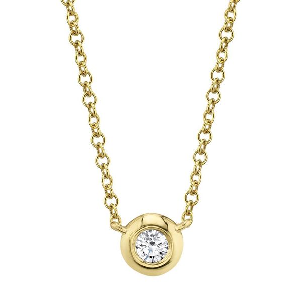 Shy Creation Yellow Gold And Diamond Bezel Necklace SVS Fine Jewelry Oceanside, NY