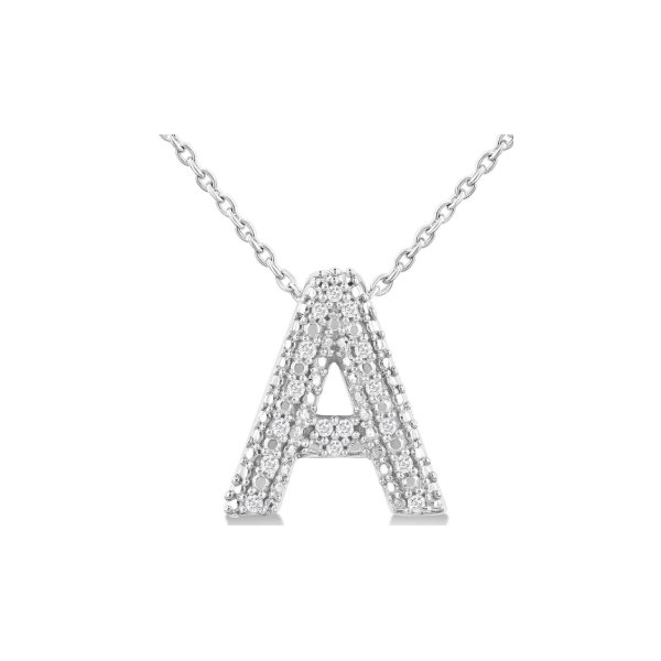 Sterling Silver Bubble 'A' Initial Diamond Pendant SVS Fine Jewelry Oceanside, NY
