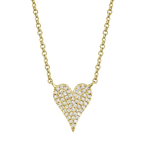 Shy Creation 14K Yellow Gold Diamond Heart Necklace, 0.11cttw SVS Fine Jewelry Oceanside, NY