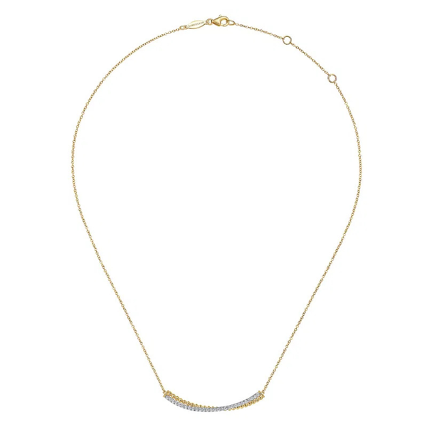 Gabriel & Co. Bujukan Yellow & White Gold Bar Necklace Image 2 SVS Fine Jewelry Oceanside, NY