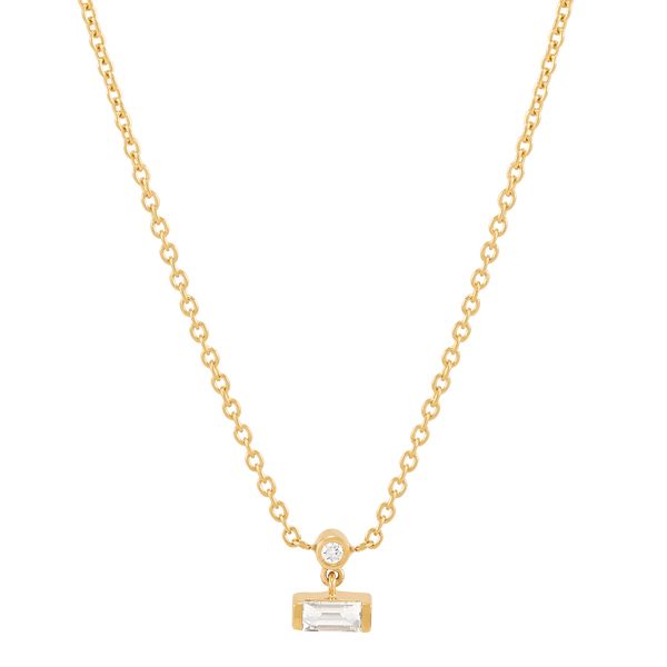 Yellow Gold Diamond Necklace, 0.137Cttw, 16