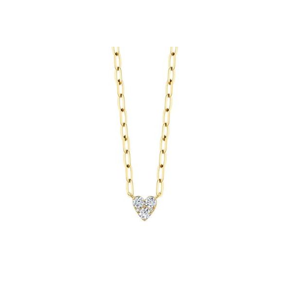 Shy Creation Yellow Gold Heart Paper Clip Link Necklace SVS Fine Jewelry Oceanside, NY