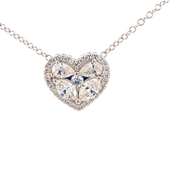 White Gold Diamond Heart Necklace, 1.15Cttw, 17.5